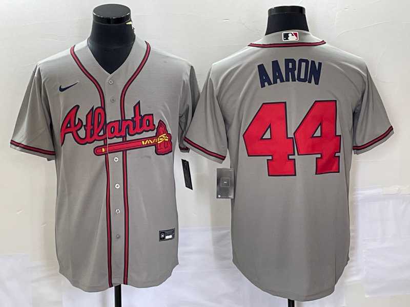 Men%27s Atlanta Braves #44 Hank Aaron Grey Stitched Cool Base Nike Jersey->baltimore orioles->MLB Jersey